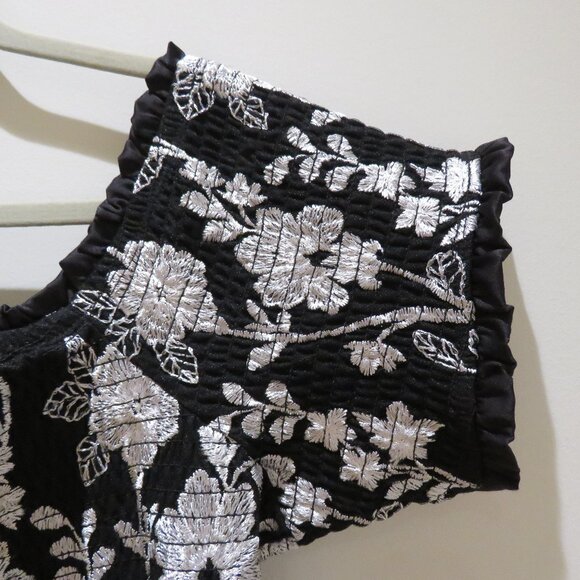 TORRID Mini Lace Smocked Off Shoulder Dress in Black White Evening Whimsigoth - Picture 5 of 15